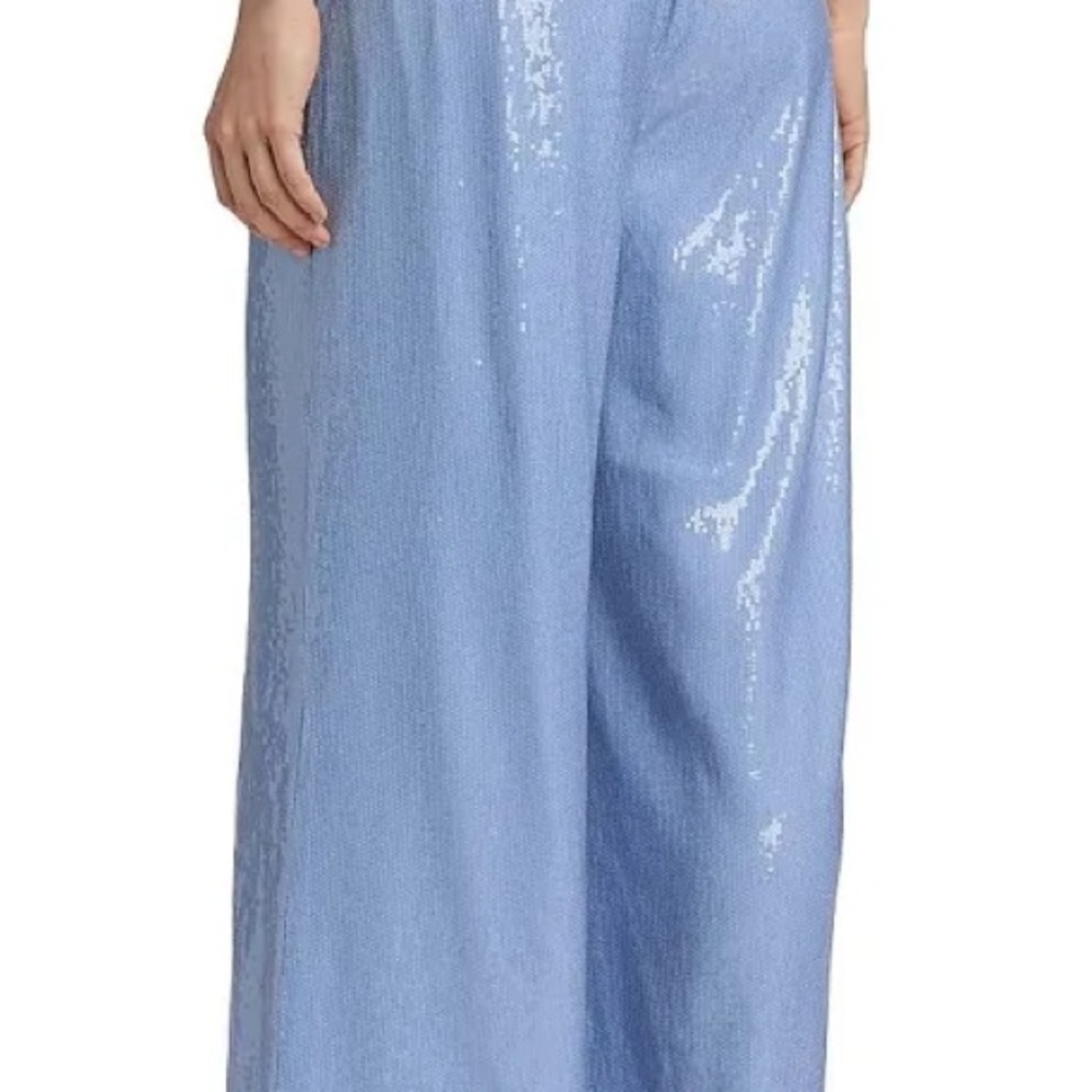 ‼️WOW‼️Anthropologie Light 🩵💙Blue SEQUENCE Wide Leg Pants‼️ - Picture 10 of 16